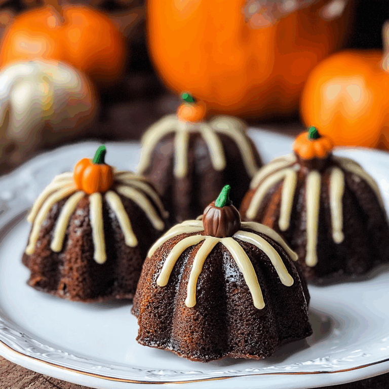 Dark Chocolate Pumpkin Shaped Mini Bundt Cakes