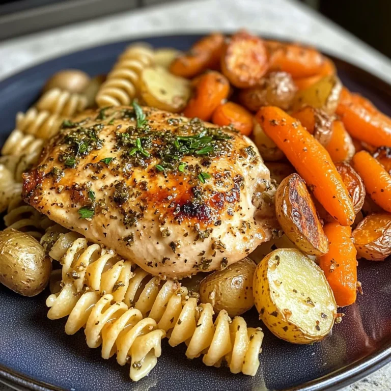 Garlic-Herb Chicken with Roasted Veggies & Creamy Rotini