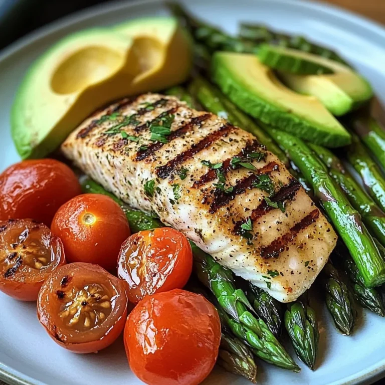 Herb-Grilled Fish with Asparagus, Avocado & Cherry Tomatoes