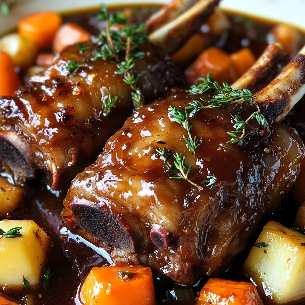 Red Wine Braised Lamb Shank with Root Vegetables